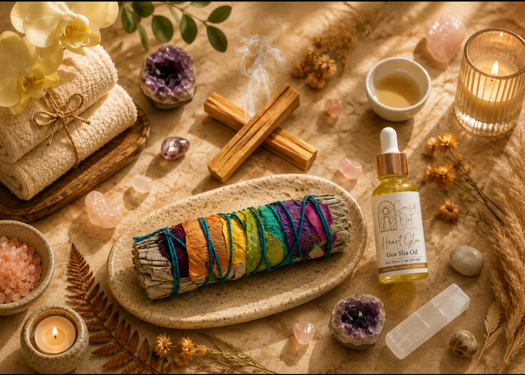 Chakra Sage Smudge Stick with Rose Petals