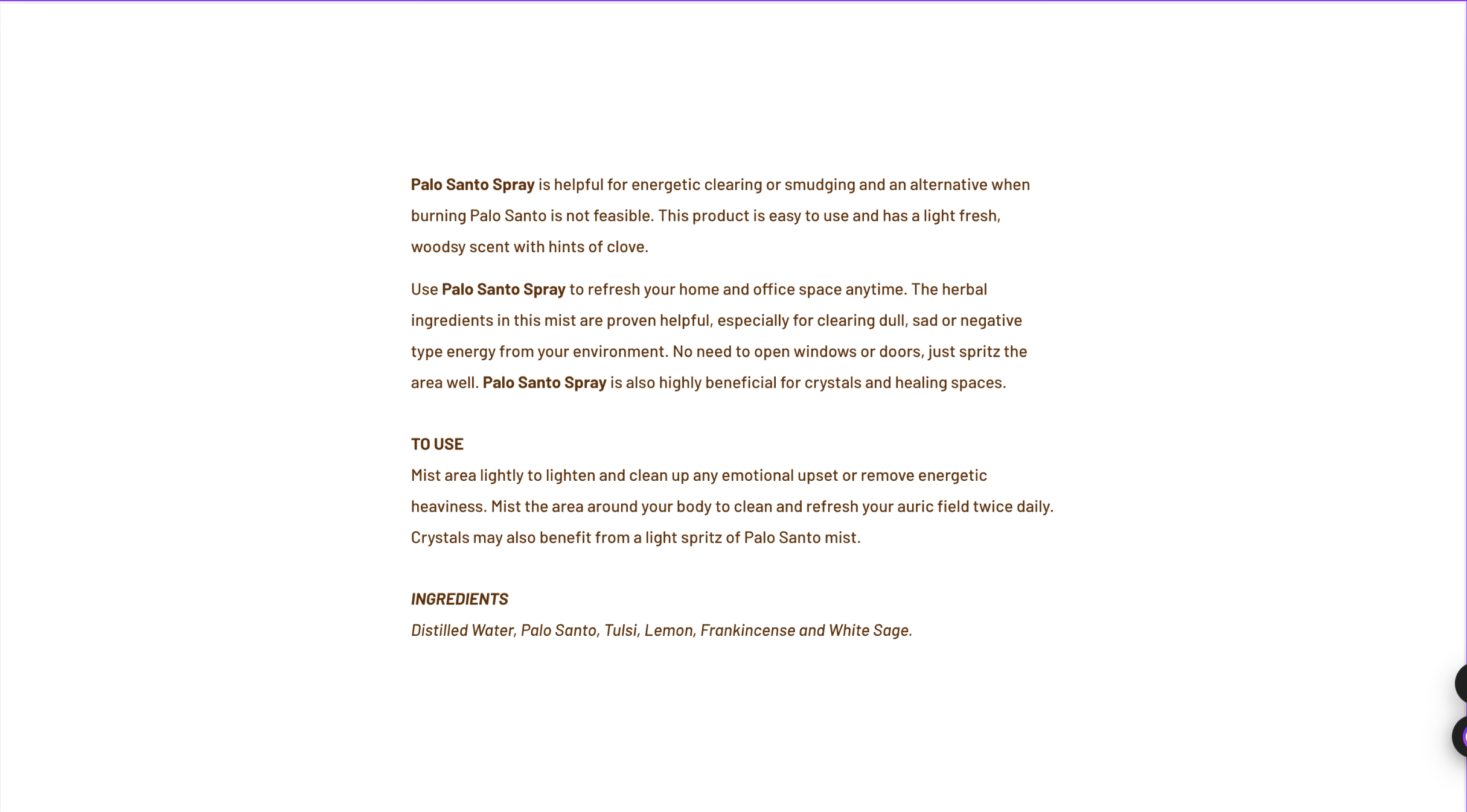 Palo Santo Natural Cleanser Spray