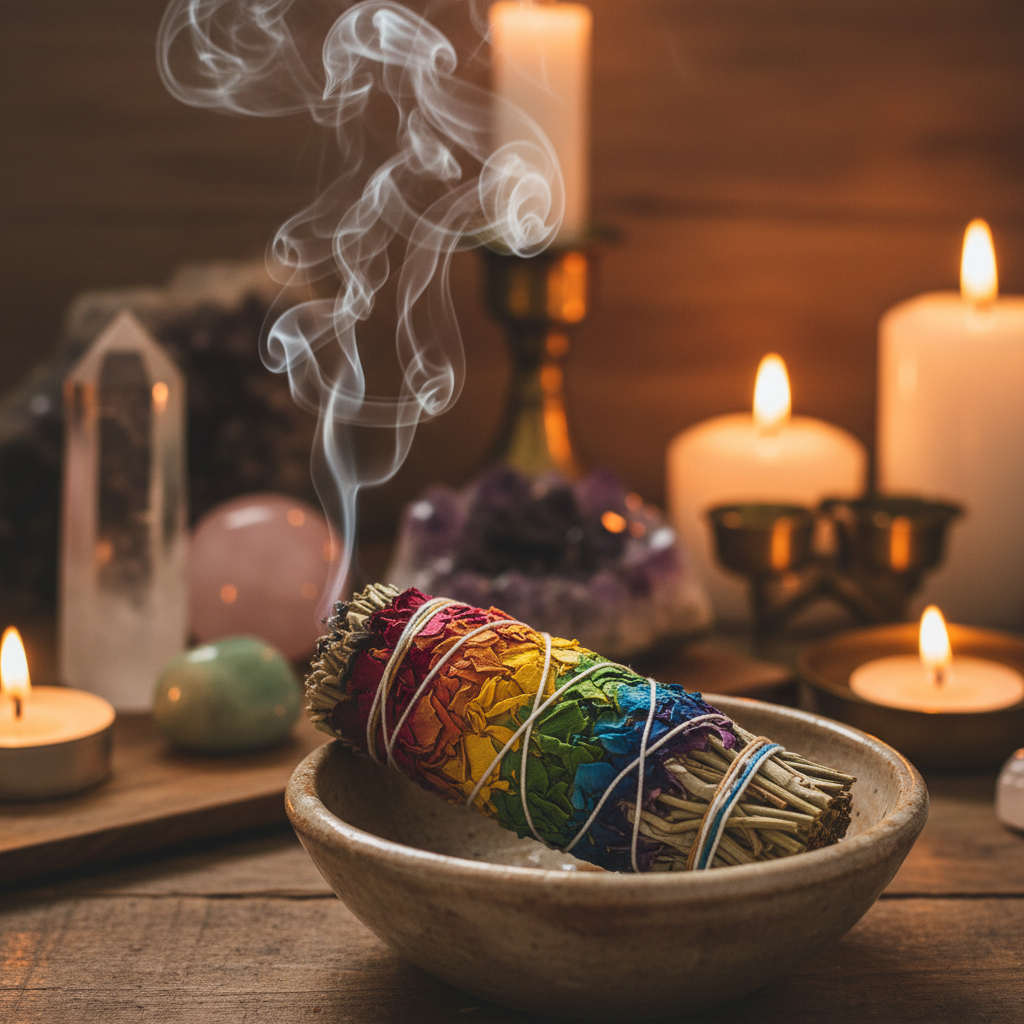 Sage smudge stick ritual